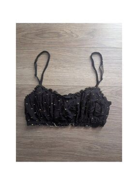 & Other Stories | Ruffled Glitter Pattern Soft Bra In Black/Gold
